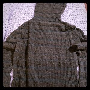 Sheer ribbed turtleneck sweater